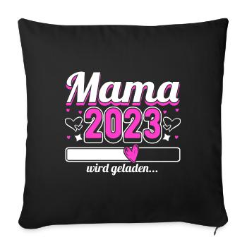 Mama 2023 Mutter werden in Schwangerschaft Baby - Sofakissenbezug 45 x 45 cm - Schwarz - Vorne