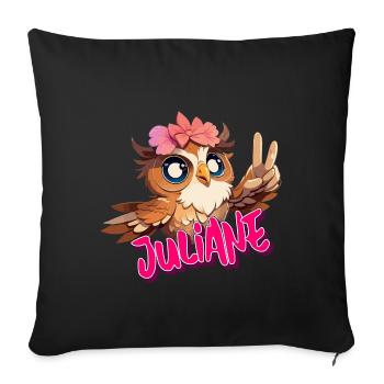 JULIANE - Beautiful girl name with cute OWL - Sofa pillowcase 17,3'' x 17,3'' (45 x 45 cm) - black - Front