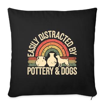 Poterie, chiens et poterie - Housse de coussin décorative 45 x 45 cm - noir - Devant