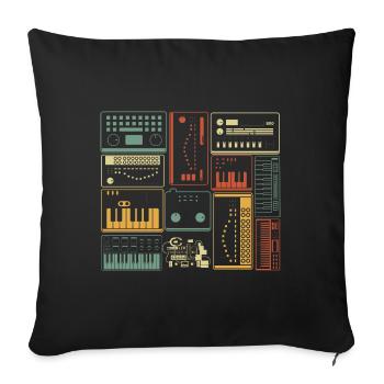 Synthétiseur modulaire analogique De Musique Keyboard - Housse de coussin décorative 45 x 45 cm - noir - Devant
