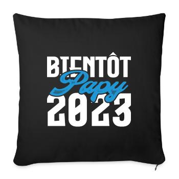 Cadeau Annonce grossesse bientôt Papy 2023. - Housse de coussin décorative 45 x 45 cm - noir - Devant