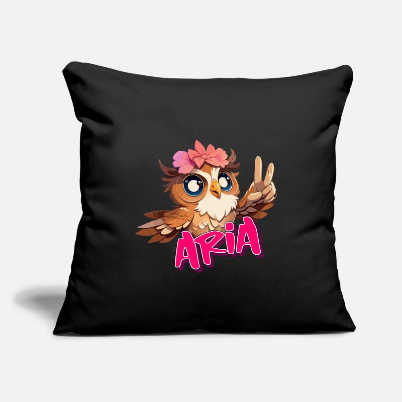 ARIA - Schöner Mädchen Name mit süßer EULE Sofakissenbezug 45 x 45 cm