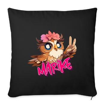 MARIKE - Schöner Mädchen Name mit süßer EULE - Sofakissenbezug 45 x 45 cm - Schwarz - Vorne