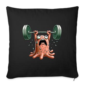 Entraînement de fitness drôle d’amibe haltérophile - Housse de coussin décorative 45 x 45 cm - noir - Devant