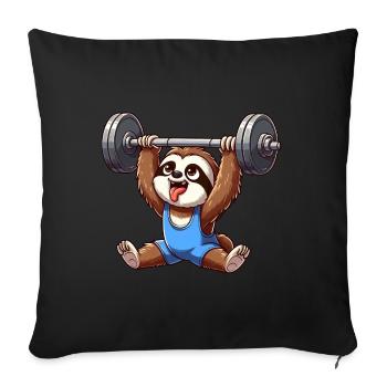 Drôle paresseux Haltères Entraînement Fitness Paresseux - Housse de coussin décorative 45 x 45 cm - noir - Devant
