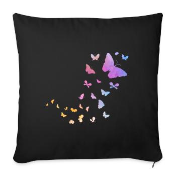 Aquarelle papillon mignon insectes nature - Housse de coussin décorative 45 x 45 cm - noir - Devant
