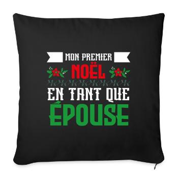 mon premier Noël en tant que Epouse - Housse de coussin décorative 45 x 45 cm - noir - Devant