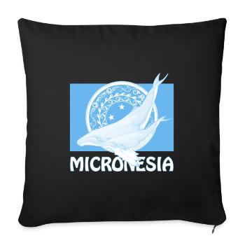 Flag of Micronesia and humpback whales - Sofa pillowcase 17,3'' x 17,3'' (45 x 45 cm) - black - Front