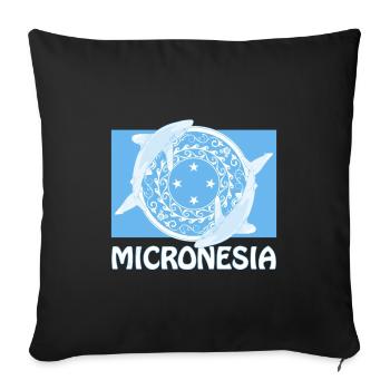 Drapeau de la Micronésie et requins d’eau profonde à pointe blanche - Housse de coussin décorative 45 x 45 cm - noir - Devant