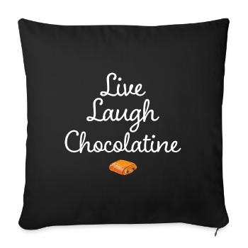 Meme Drôle Pâtisserie Française Chocolatine - Housse de coussin décorative 45 x 45 cm - noir - Devant