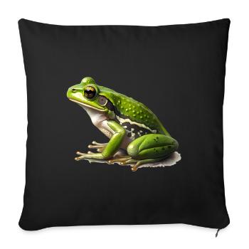 La grenouille est parfaitement camouflée dans l’herbe verte - Housse de coussin décorative 45 x 45 cm - noir - Devant