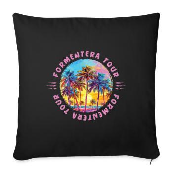 Visite des palmiers de Formentera - Housse de coussin décorative 45 x 45 cm - noir - Devant