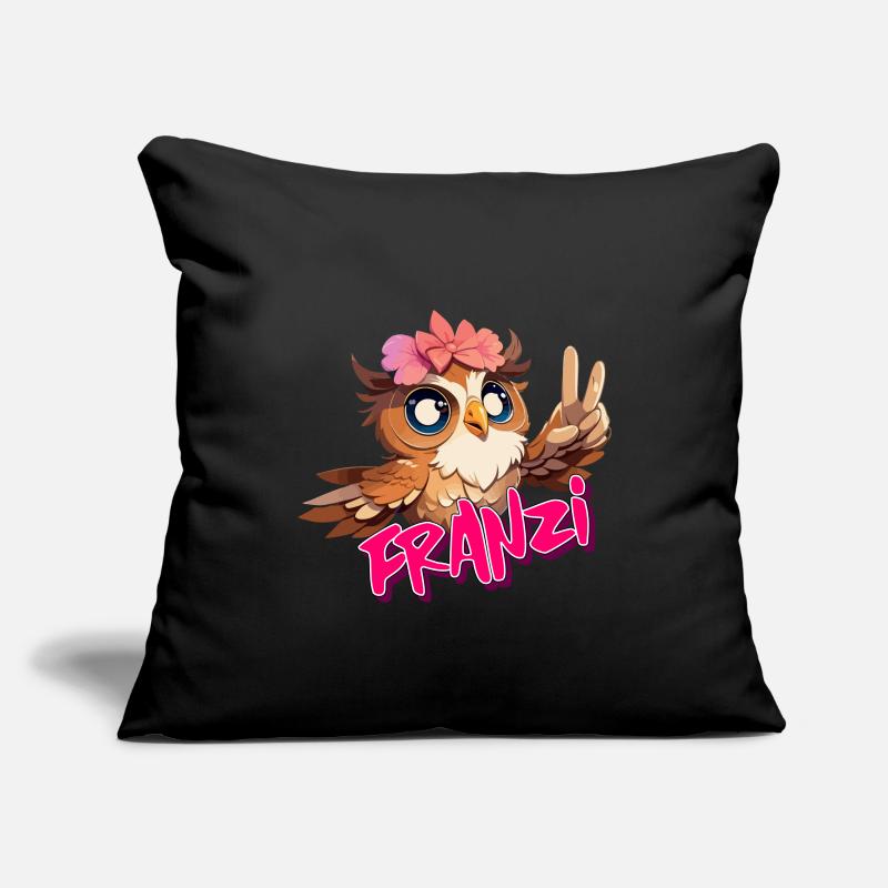 FRANZI - Schöner Mädchen Name mit süßer EULE Sofakissenbezug 45 x 45 cm