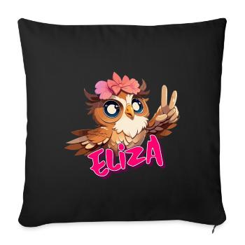 ELIZA - Beautiful Girl Name with Cute OWL - Sofa pillowcase 17,3'' x 17,3'' (45 x 45 cm) - black - Front