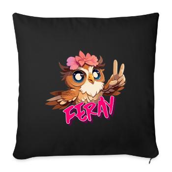FERAY - Schöner Mädchen Name mit süßer EULE - Sofakissenbezug 45 x 45 cm - Schwarz - Vorne