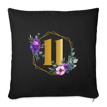 Geburtstag 11 Mädchen Blumenkranz Eleven Stall 11 - Sofakissenbezug 45 x 45 cm - Schwarz - Vorne