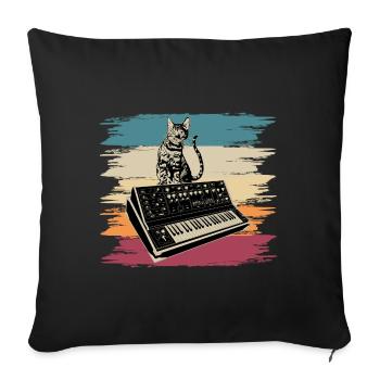Modular Synthesizer Electronic Music Analog Cat - Sofa pillowcase 17,3'' x 17,3'' (45 x 45 cm) - black - Front