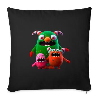 Christmas colorful monster family - Sofa pillowcase 17,3'' x 17,3'' (45 x 45 cm) - black - Front