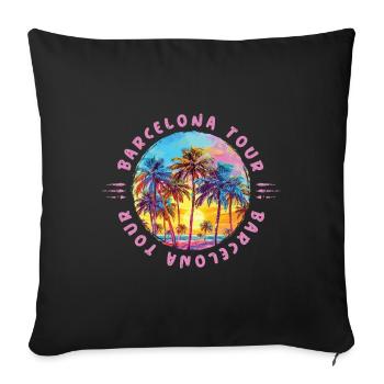 Visite des palmiers de Barcelone - Housse de coussin décorative 45 x 45 cm - noir - Devant