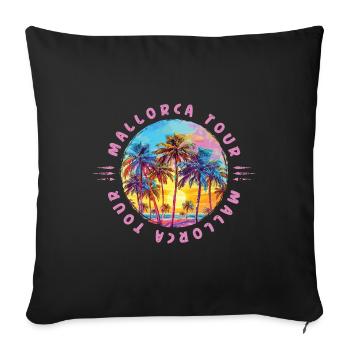 Visite des palmiers de Majorque - Housse de coussin décorative 45 x 45 cm - noir - Devant