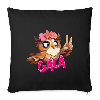 GALA - Schöner Mädchen Name mit süßer EULE - Sofakissenbezug 45 x 45 cm - Schwarz - Vorne