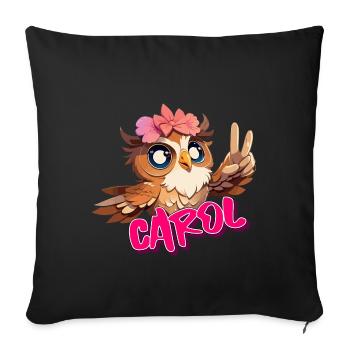 CAROL - Beau nom de fille avec hibou mignon - Housse de coussin décorative 45 x 45 cm - noir - Devant