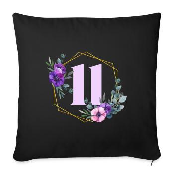 Geburtstag 11 Mädchen Blumenkranz Eleven Stall 11 - Sofakissenbezug 45 x 45 cm - Schwarz - Vorne