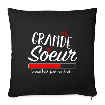 Grande Sœur Annonce Grossesse, Future Grande Sœur - Housse de coussin décorative 45 x 45 cm - noir - Devant