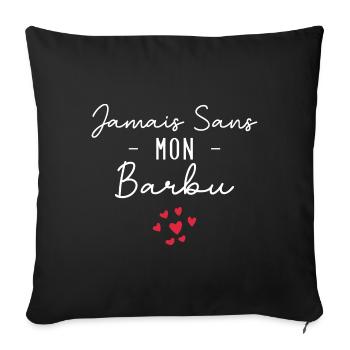 jamais sans mon barbu - Housse de coussin décorative 45 x 45 cm - noir - Devant
