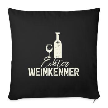 Echter Weinkenner, Weisswein Wein - Sofakissenbezug 45 x 45 cm - Schwarz - Vorne