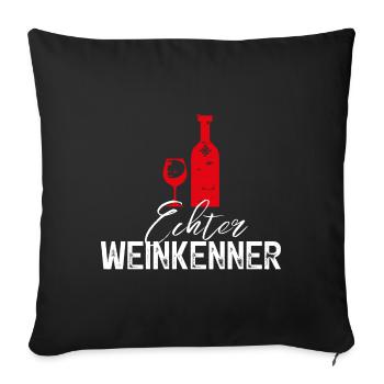 Rotwein Wein, Echter Weinkenner - Sofakissenbezug 45 x 45 cm - Schwarz - Vorne