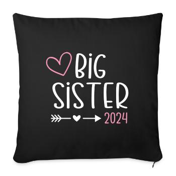 Ich werde große Schwester 2024 Herz Loading Süß - Sofakissenbezug 45 x 45 cm - Schwarz - Vorne