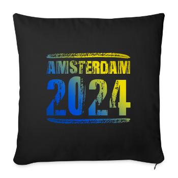 Vacances colorées à Amsterdam 2024 - Housse de coussin décorative 45 x 45 cm - noir - Devant