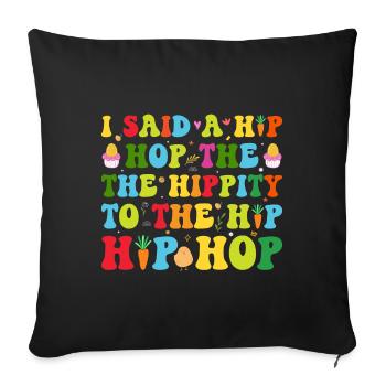 Happy Easter with the Easter Bunny - Sofa pillowcase 17,3'' x 17,3'' (45 x 45 cm) - black - Front