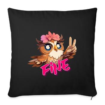 FINE - Schöner Mädchen Name mit süßer EULE - Sofakissenbezug 45 x 45 cm - Schwarz - Vorne