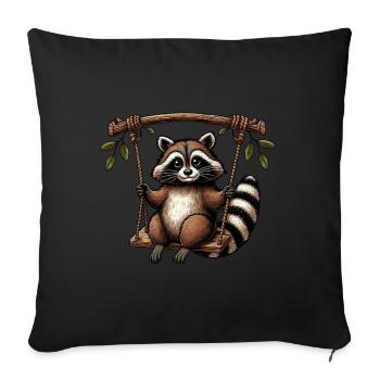 raton laveur sur une balançoire terrain de jeu pensif - Housse de coussin décorative 45 x 45 cm - noir - Devant