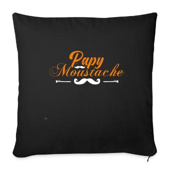 papy moustache, Idée cadeau d'élégance. - Housse de coussin décorative 45 x 45 cm - noir - Devant
