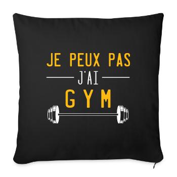 je peux pas j'ai gym - humour - Housse de coussin décorative 45 x 45 cm - noir - Devant