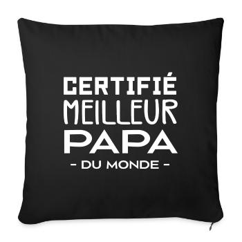 Certifie Meilleur Papa Du Monde Cadeau Papa - Housse de coussin décorative 45 x 45 cm - noir - Devant