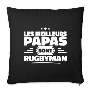 Rugby Meilleur Papa, Fête des Pères - Papas Cadeau - Housse de coussin décorative 45 x 45 cm - noir - Devant