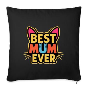 Best Mom Forever - Chat à motif de fête des mères - Housse de coussin décorative 45 x 45 cm - noir - Devant