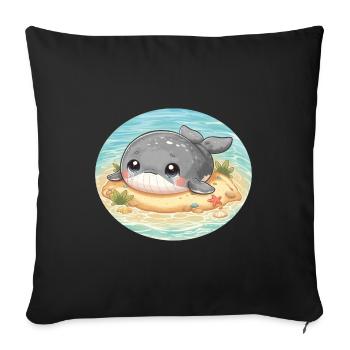 Whale on sandbank in the sea - Sofa pillowcase 17,3'' x 17,3'' (45 x 45 cm) - black - Front