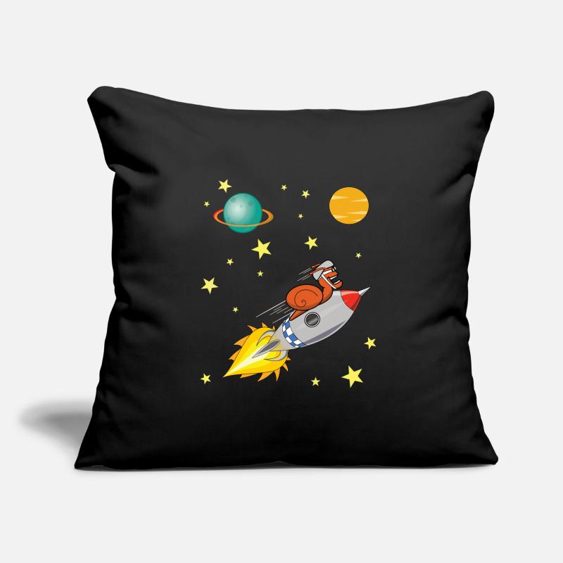 Escargot avec fusée voyageant dans l'espace Housse de coussin décorative 45 x 45 cm