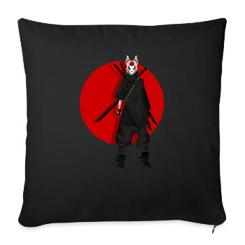 Moderne Kitsun Japanische Kami Inari Fox Kitsune - Sofakissenbezug 45 x 45 cm - Schwarz - Vorne
