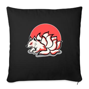 Kitsune Modern Kawaii Kami Inari Renard Japonais - Housse de coussin décorative 45 x 45 cm - noir - Devant