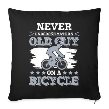 old man cycling - Sofa pillowcase 17,3'' x 17,3'' (45 x 45 cm) - black - Front