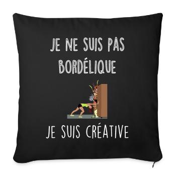 Je ne suis pas bordélique, je suis créative - Housse de coussin décorative 45 x 45 cm - noir - Devant