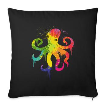 Rainbow Day Colorful Octopus Animal - Sofa pillowcase 17,3'' x 17,3'' (45 x 45 cm) - black - Front