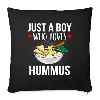 Just A Boy, The Hummus Funny Hummus Word Game - Sofa pillowcase 17,3'' x 17,3'' (45 x 45 cm) - black - Front
