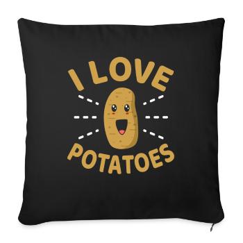 I Love Potatoes Funny Gardener Fun Carriage - Sofa pillowcase 17,3'' x 17,3'' (45 x 45 cm) - black - Front